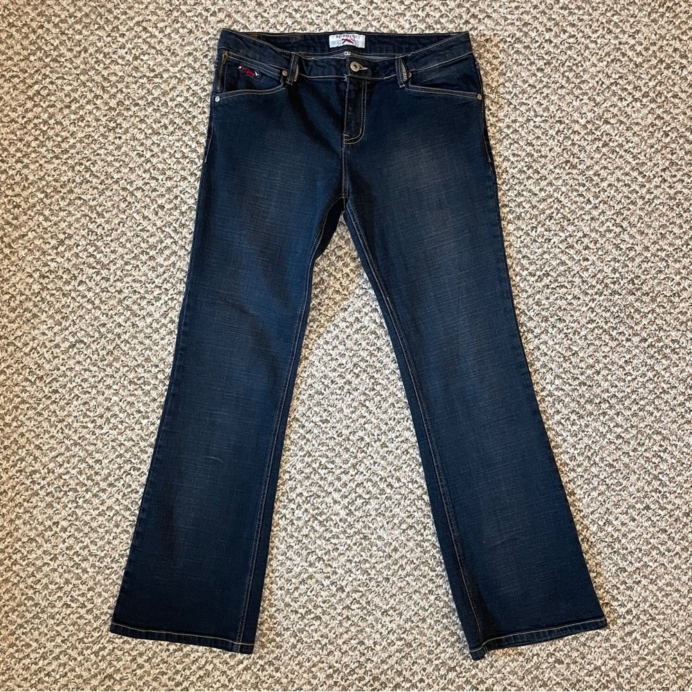 Vintage Retro Fox Low Rise Boot Cut Jeans - Dark Wash Blue - Picture 3 of 16